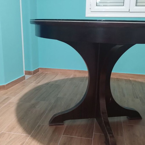 Round dining table with chairs