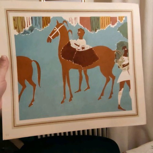Mycenaean colored paintings used from frescoes and golden funerary offerings
