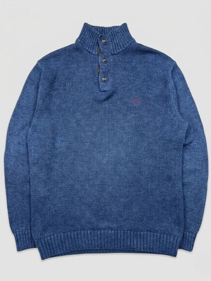 Chaps men's blue knitted sweater Small used cotton with buttons