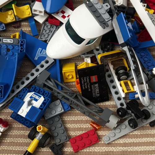 Lego airplane blocks and figures & Ausini City Mini Helicopter, 33 pieces
