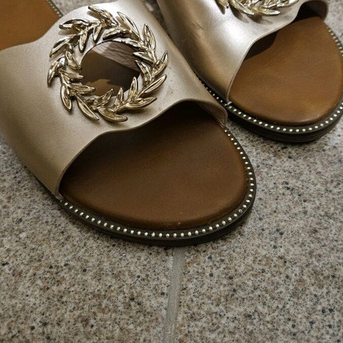 Sandals used with gold buckle, size 38, brown