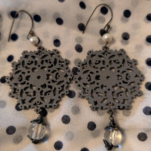 Gray long earrings like new