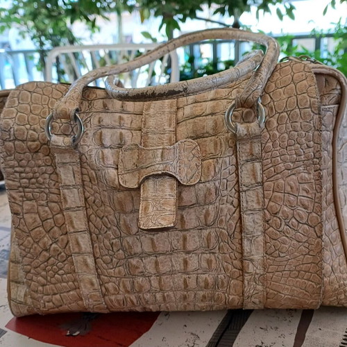Ripani women's bag used, leather croco beige shoulder