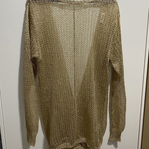 Open Back Perforated Cardigan one size new, gold color