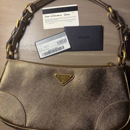Prada Gold Saffiano shoulder bag new, gold