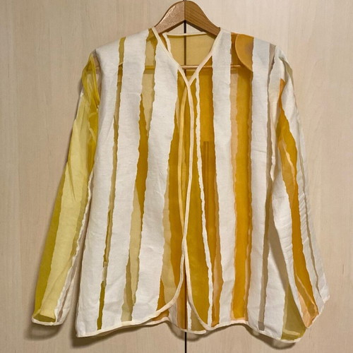 Anna Riska jacket like new with muslin stripes in yellow and orange