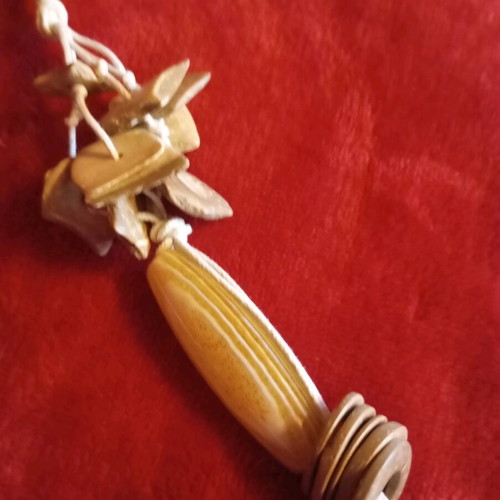 Summer necklace with white coral, cords and shell details