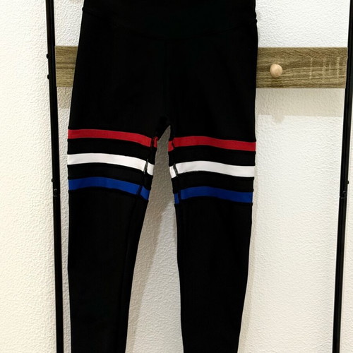 Lismina black leggings with stripes, size large, like new