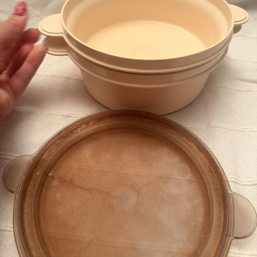 Vintage Tupperware containers used, 2 containers with 1 lid