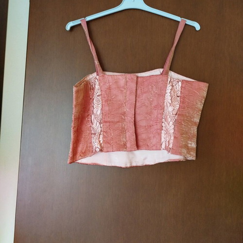 Vintage formal set used skirt mermaid top scarf apricot