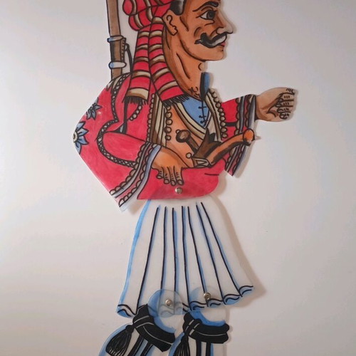 Panourgias shadow theatre figure like new, painted with enamel