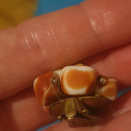 Vintage clip earrings used with natural stones, made in Austria