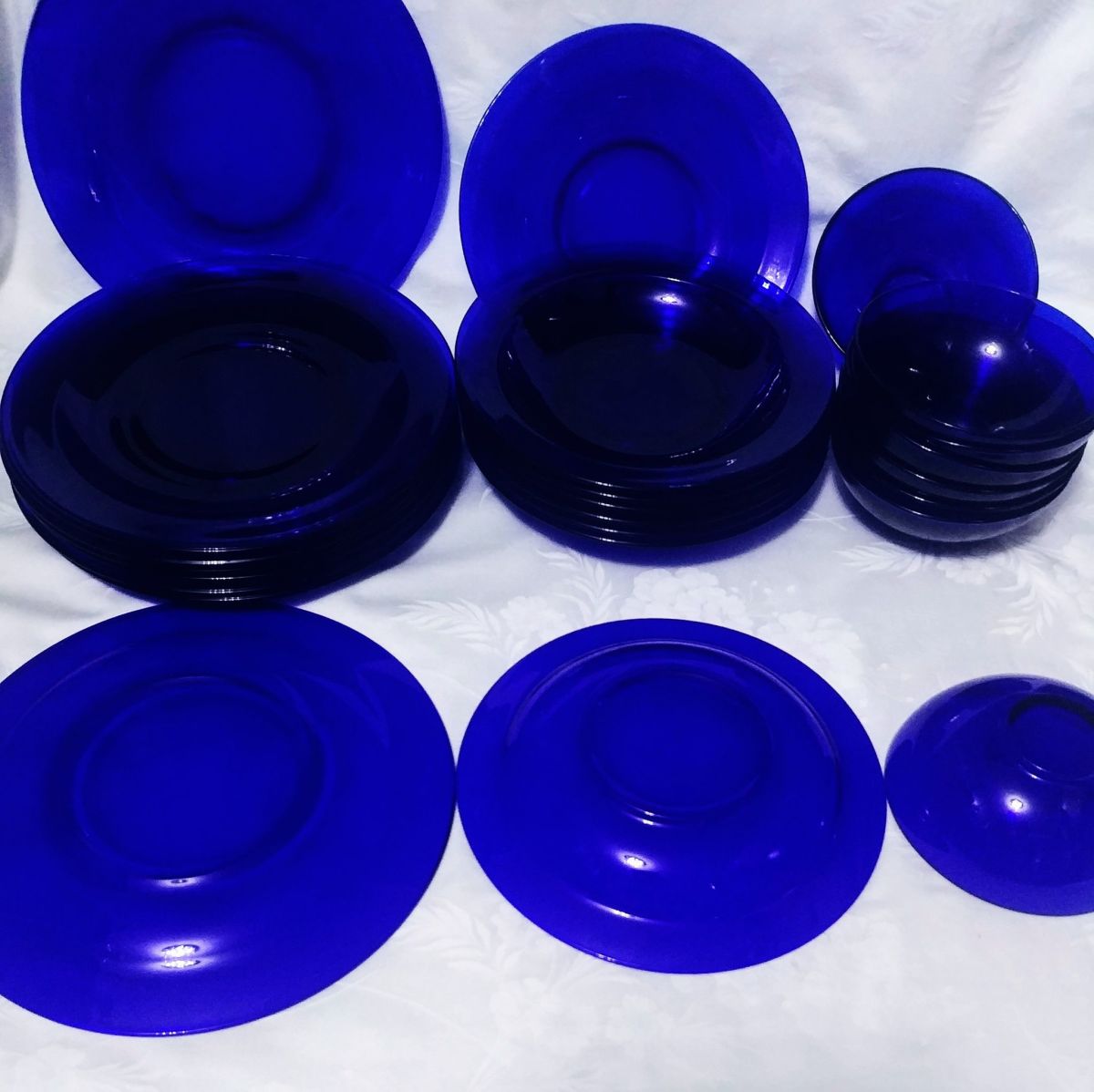 Bormioli Rocco Cobalt Blue 6set ヴィンテージ Bormioli Rocco Forum Saphir Pattern Cobalt Glass Dinner Plate (set