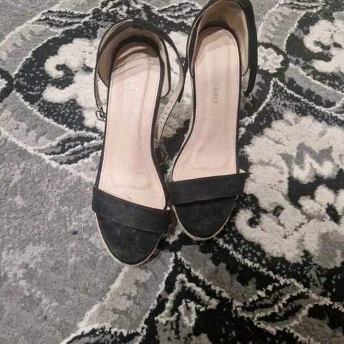 Black Platform Sandals Like New, Size 40
