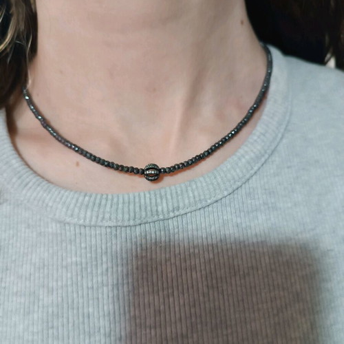 Gregio faux bijou necklace new with hematite and marcasite beads gray silver