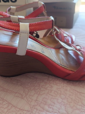 Tamaris red and white platform heels size 38 used