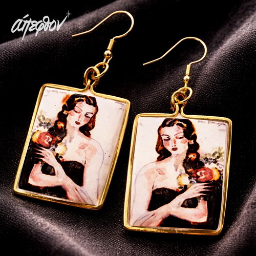 Earrings themed The Girl with Flowers Kees van Dongen new
