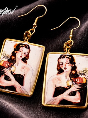 Earrings themed The Girl with Flowers Kees van Dongen new