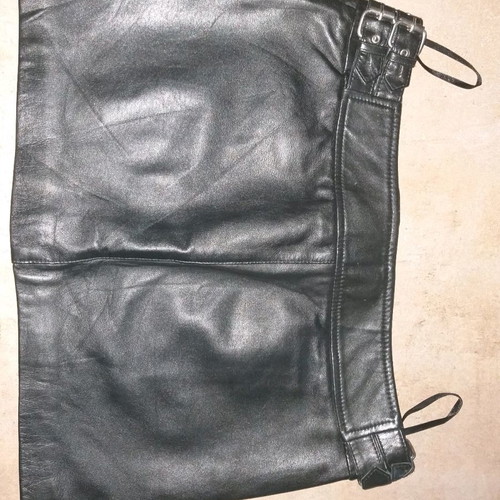Lapel mini skirt made of genuine leather used, size M