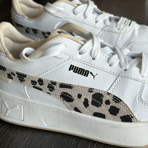 PUMA women's sneakers, size 40 EU, white with leopard print