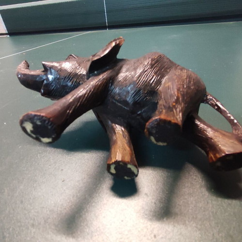 Wooden elephant figurine old used, height 9cm, length 13cm