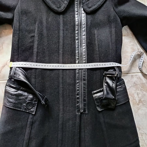 RUDSAK wool coat with genuine leather, like new, women's M