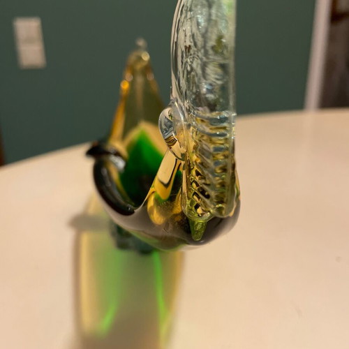 Decorative gondola Murano 1960 like new, green and yellow