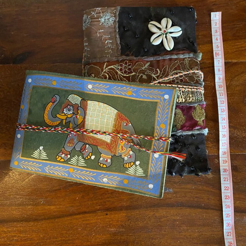 Set of vintage handmade ethnic journals with Indian art