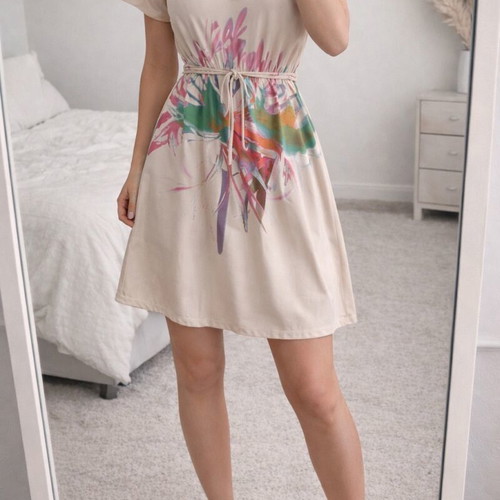 Cream beige dress new, comfortable Small to Medium