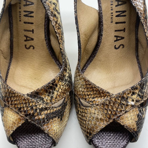 Hispanitas high-heeled sandals like new, beige and brown, size 38