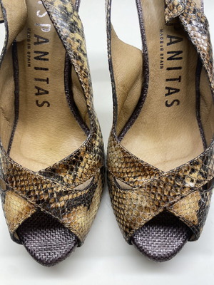 Hispanitas high-heeled sandals like new, beige and brown, size 38