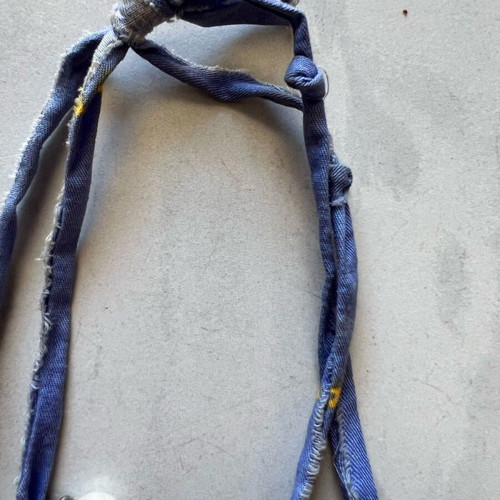 Necklace from denim fabric and beads new