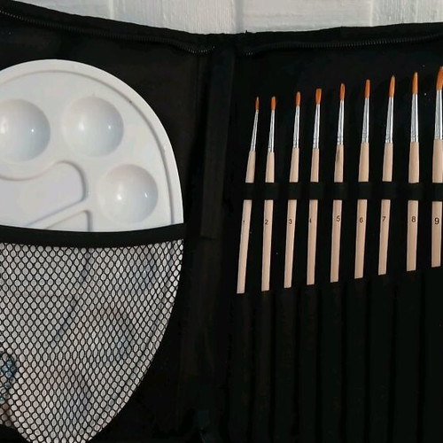 Set of paintbrushes in case unused