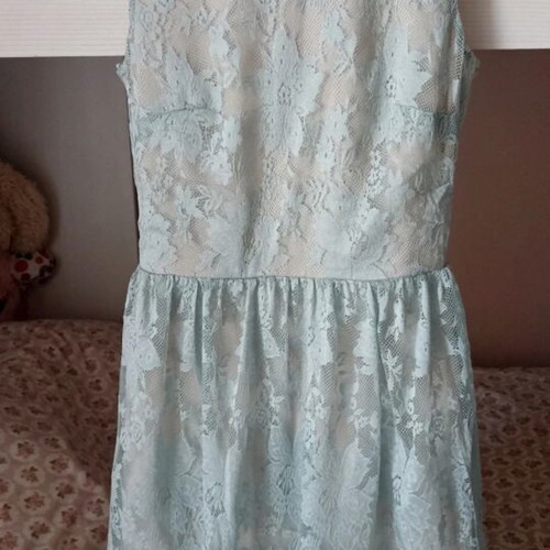 Miss Selfridge Romantic Mini Dress with Lace size 8 Small like new, turquoise