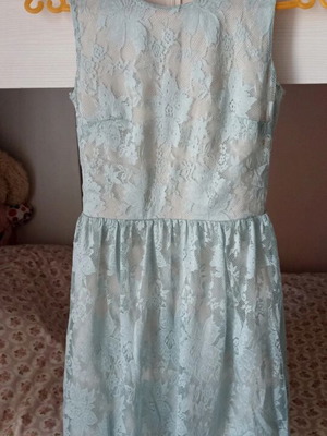 Miss Selfridge Ρομαντικό μίνι φόρεμα με δαντέλα μέγεθος 8 Small σαν καινούργιο, τιρκουάζ