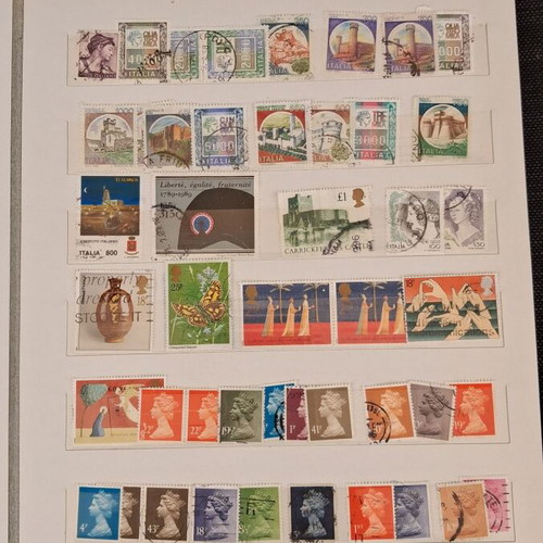 Stamp album used with 10 pages of foreign stamps 1960-1990