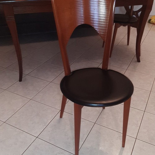 Dining set solid wood with 4 chairs like new, leather seats
