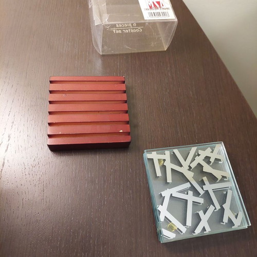 Glass non-slip coasters like new, set of 6 pieces