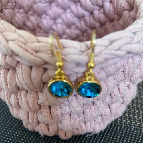 Fos earrings with small blue stone new