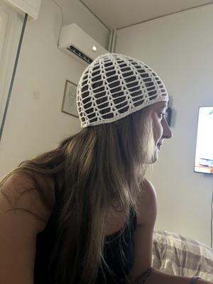 Crochet summer hat white size M, new