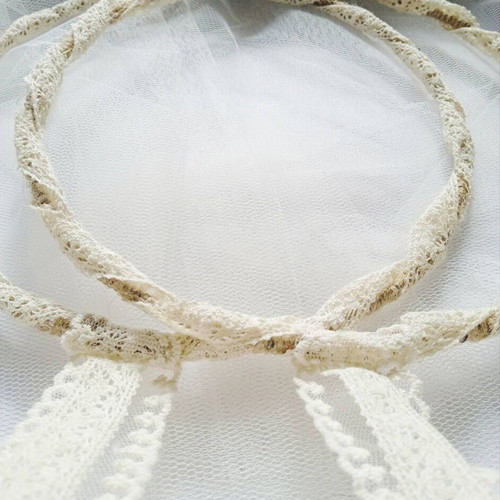 Handmade wedding crowns new steel with jute and lace