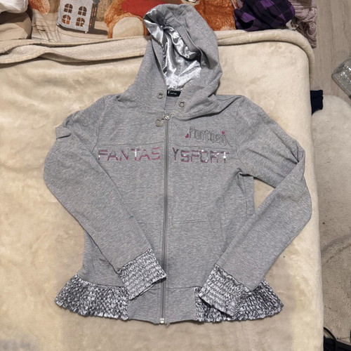 Womens grey zip up sweater size S like new, short