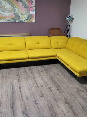 Yellow Dana fabric corner sofa new with adjustable backrests and armrest