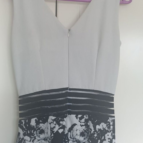 Women's One-Piece Small with Sheer Striped Waist, Black and White, Like New