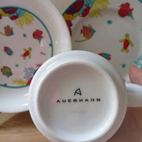 Auerhahn Porcelain children's dinner set Ocean, 3 pieces