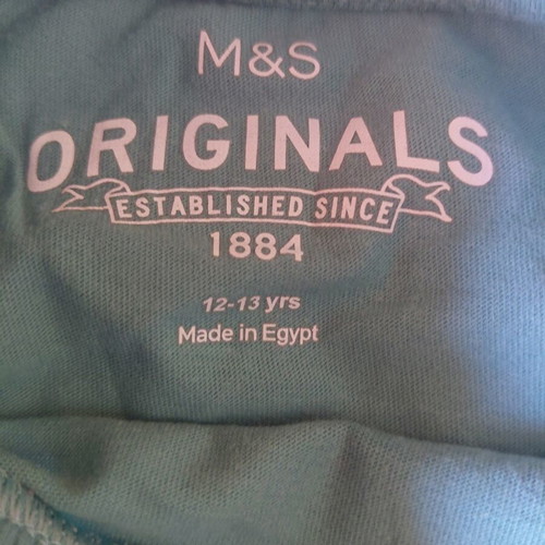 M&S t shirt 12-13 years like new, green color