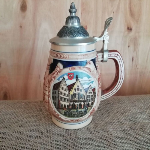 Kleiber ceramic beer mug vintage like new with metal lid