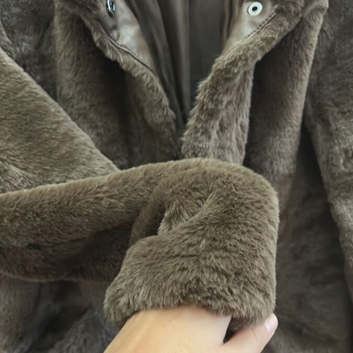 Only synthetic brown fur coat like new size M