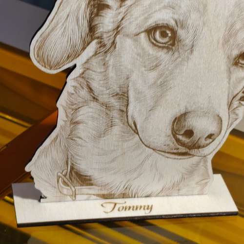 Personalized wooden pet portrait new, laser engraved