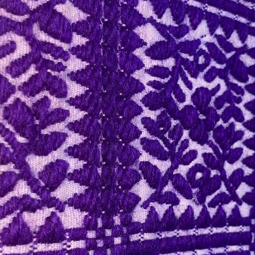 Vintage woven throw used, purple and white blanket 180cm x 155cm